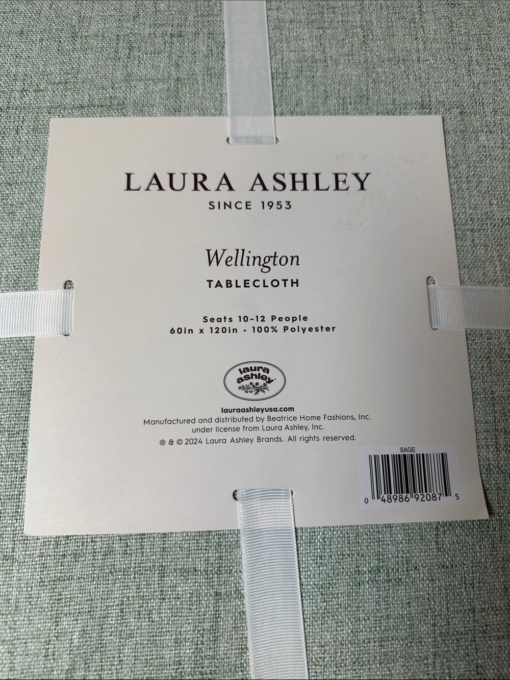 Laura Ashley Sage Green Wellington Tablecloth
